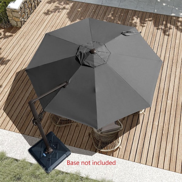 Pellebant 10 ft. Round Aluminum Outdoor Heavy-Duty 360° Rotation Adjustable Tilt Cantilever Patio Umbrella in Dark Gray