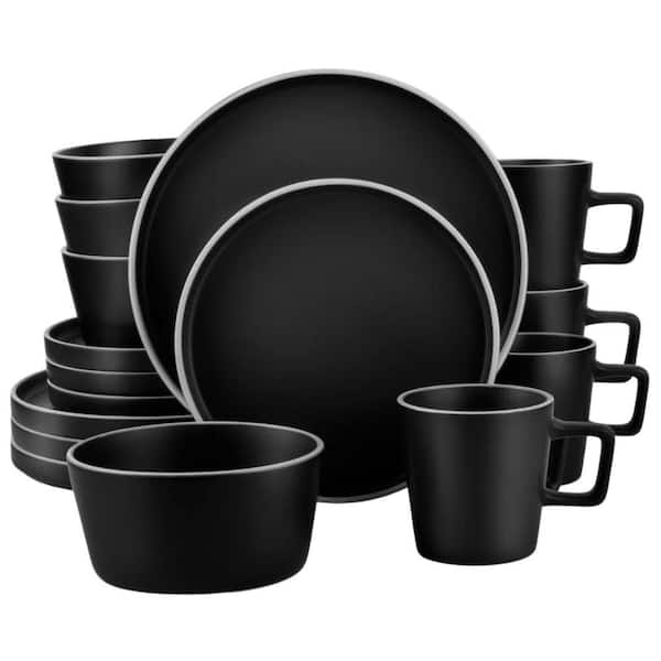 16-Piece Stoneware Dinnerware Set for 4, Chip and Scratch Resistant Plates and Bowls, Microwave and Dishwasher Safe
