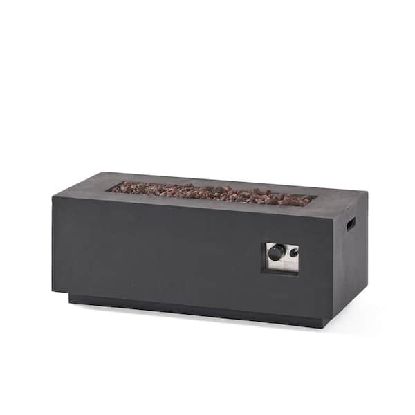 Unbranded 40 in. x 19 in. 40,000 BTU Rectangular MGO Gas Outdoor Patio Fire Pit in Gray