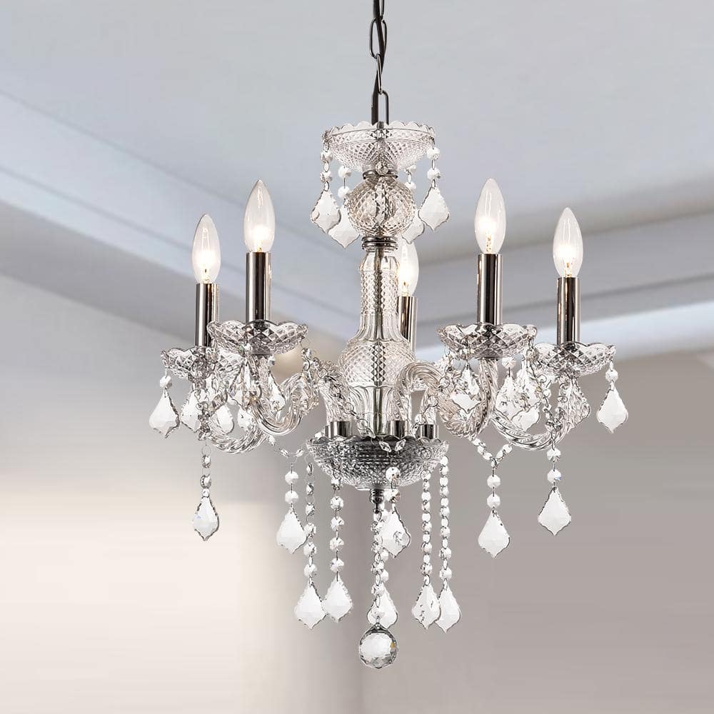 Maxax Atlanta 5 Light Clear Candle Style Classic Chandelier with Crystal Accents MX190515P