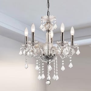 Atlanta 5 -Light Clear Candle Style Classic Chandelier with Crystal Accents