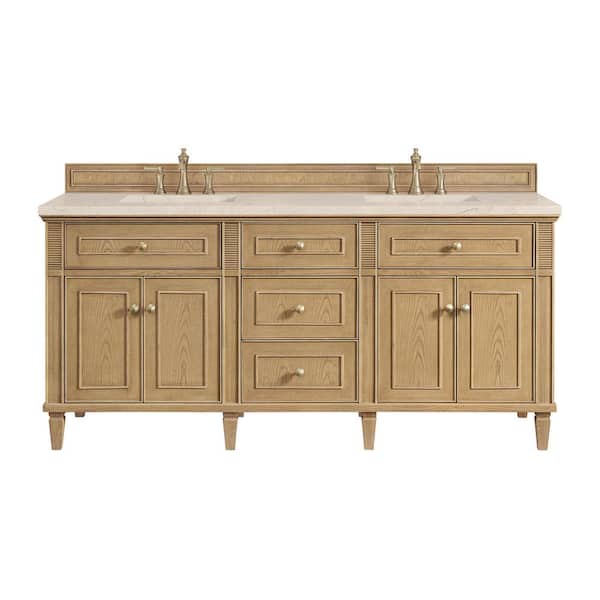 James Martin Vanities Lorelai 72.0 in. W x 23.5 in. D x 34.06 in. H Double Bathroom Vanity in Light Natural Oak with Eternal Marfil Quartz Top
