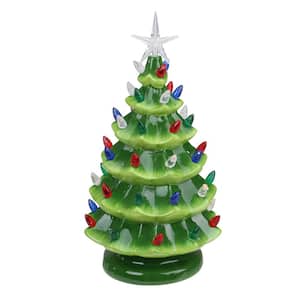 12.5 in. LED Lighted Retro Table Top Christmas Tree with Star Topper