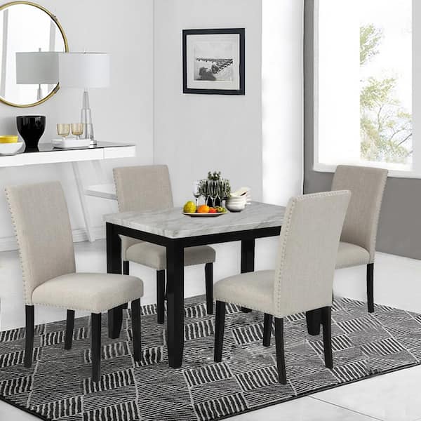 4 Thicken Cushion Dining Chairs, Dining Chairs With Arms Set Of 4