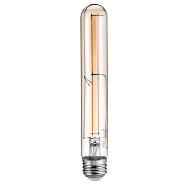 Philips 40-Watt Equivalent T10 Dimmable Indoor/Outdoor Vintage Glass Edison LED Light Bulb Amber Warm White (2000K)
