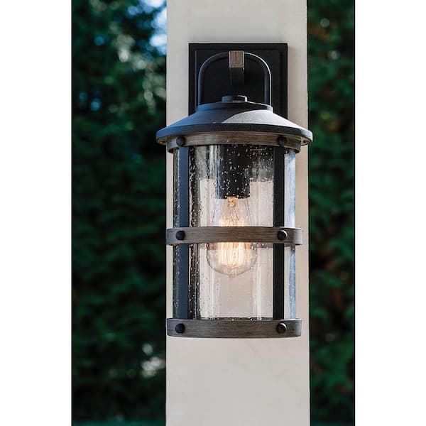 Lakehouse 1-Light Black Hardwired Outdoor Wall Lantern Sconce