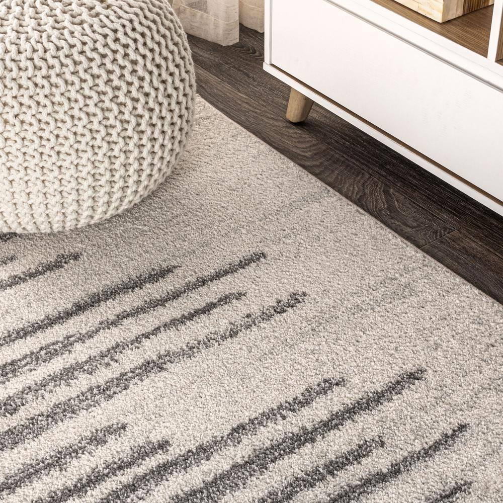 Handmade Reversible Gray Stripe Synthetic Area Rug