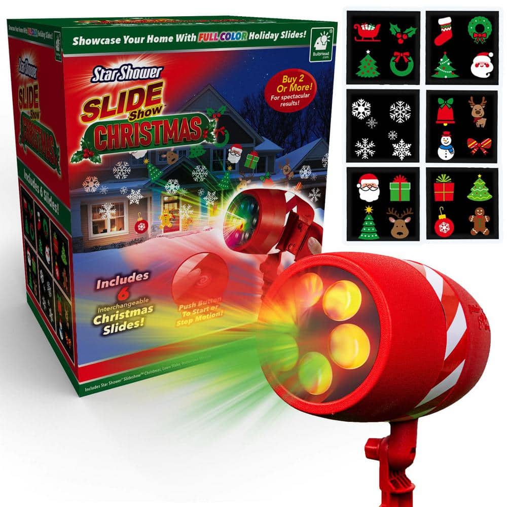 Star Shower Slide Show Christmas, LED Holiday Projector, AS-SEEN-ON-TV, Full-Color Holiday Slides, Includes 6 Slides