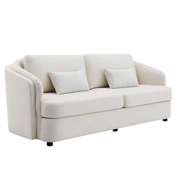 Mariko 34 in. Slope Arm Linen Rectangle No Additional Features Sofa in Beige Linen