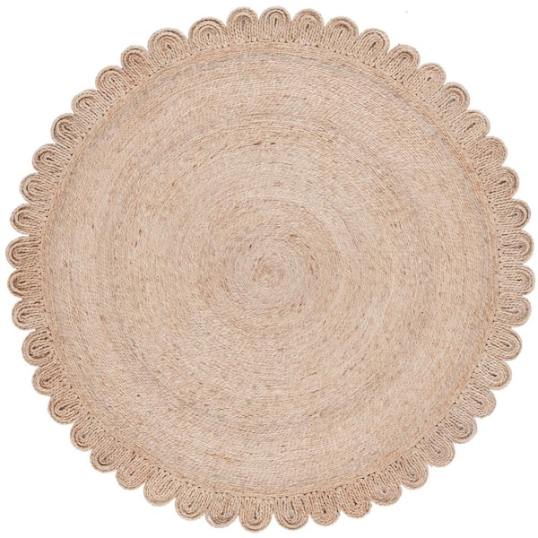 SAFAVIEH Natural Fiber Beige 5 ft. x 5 ft. Woven Border Round Area Rug ...