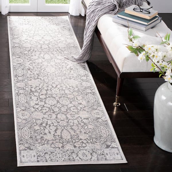 Reflection Dark Grey/Cream 2 ft. x 8 ft. Border Runner Rug
