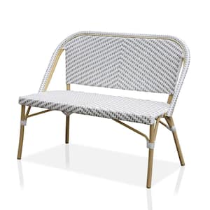 Janele Natural Tone with Gray Wicker Seat Outdoor Loveseat