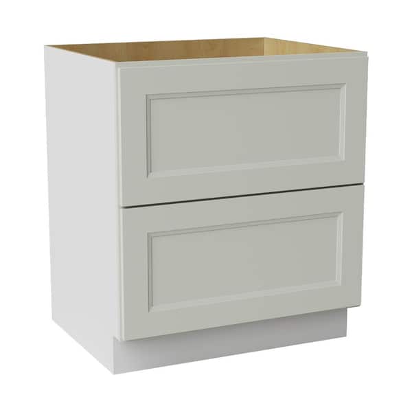 30 in. W x 24 in. D x 34.5 in. H Ready to Assemble Double Shaker 2 Drawers Base Kitchen Cabinet in Laguna Grey
