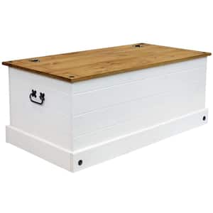Sunnydaze Solid Pine Double Trunk with Handles - White - 42 in.
