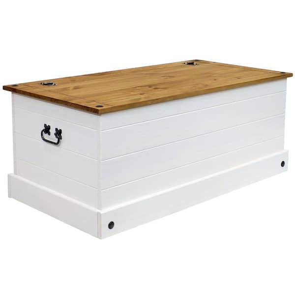 Sunnydaze Sunnydaze Solid Pine Double Trunk with Handles - White - 42 in.
