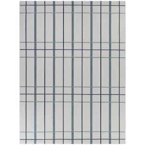 Sherwin Blue 5 ft. x 7 ft.  Plaid Indoor/Outdoor Area Rug