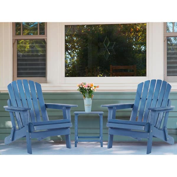 Unbranded Oversize Wooden Outdoor Folding Adirondack Chair with Pre-Assembled BackRest and SeatBoard, Patio Chair for Garden Blue