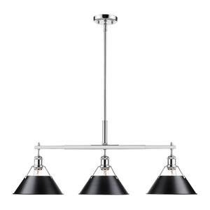 Orwell 3-Light Chrome with Black Shade Linear Pendant