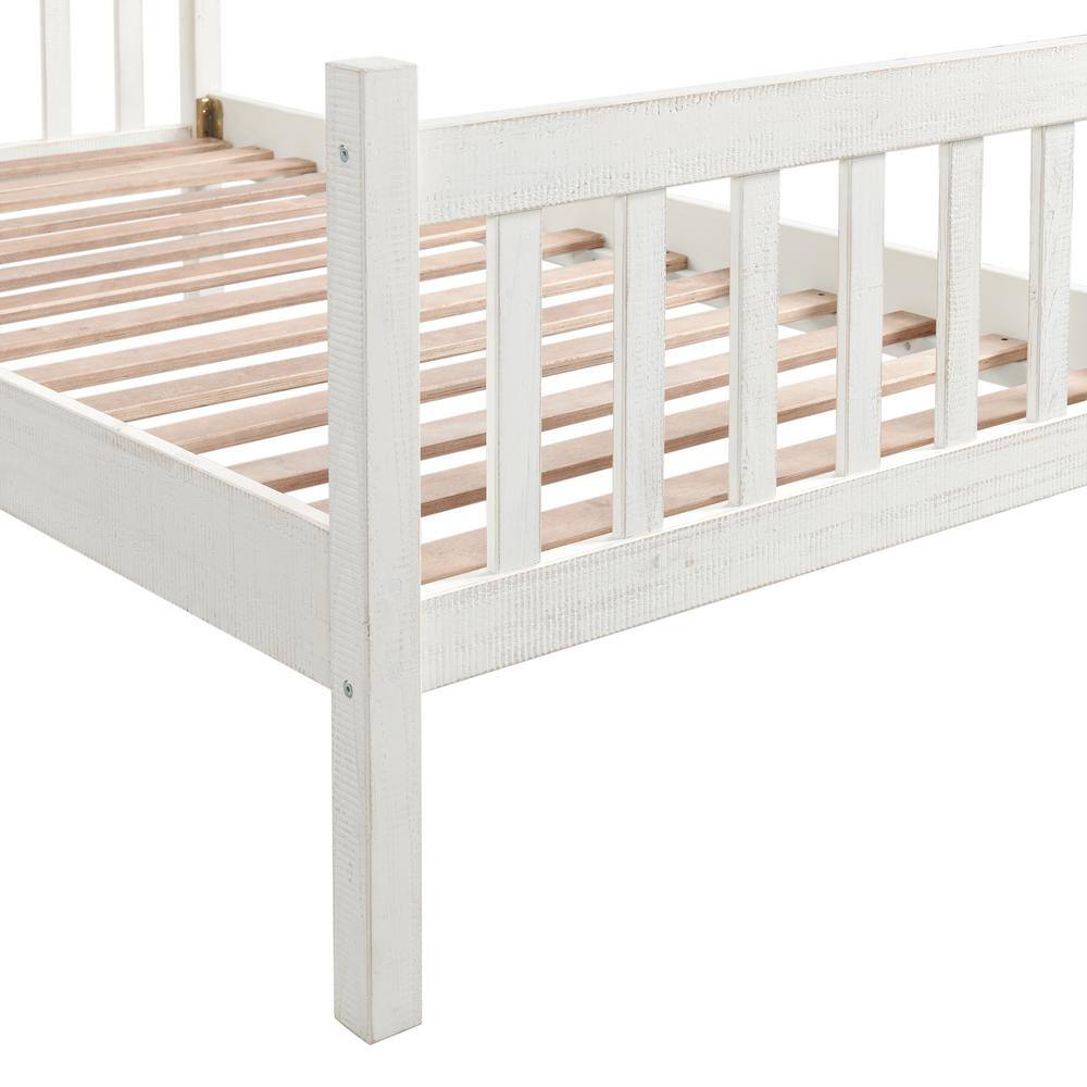 Windsor Twin Driftwood White Pine Wood Bed with Headboard