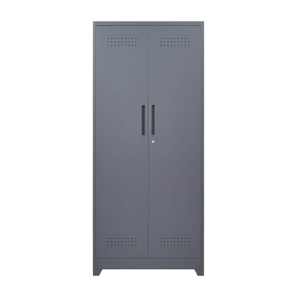 31.50 in. W x 72.83 in. H x 15.75 in. D Gray Freestanding Metal Storage Cabinet with 4-Shelves and Locking Door