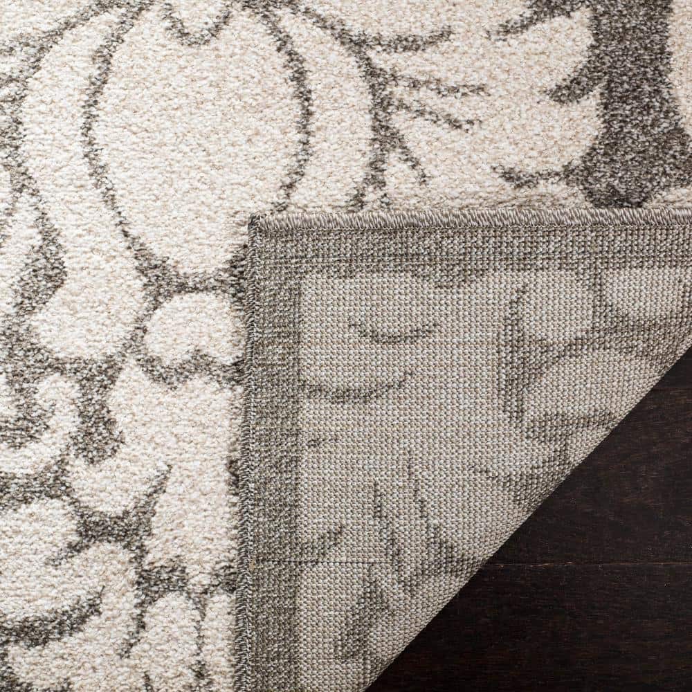 Cozy Elegance Floral Gray & Beige 6'x9' Synthetic Area Rug