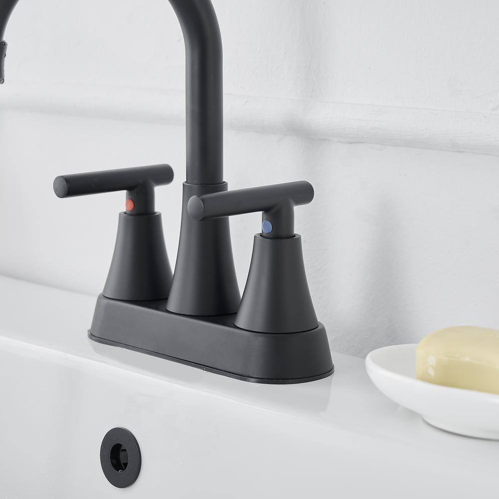 Matte Black Stainless Steel 2-Handle High-Arc Bathroom Faucet
