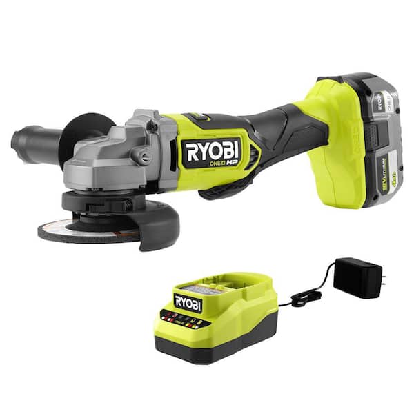 RYOBI ONE+ HP 18V Brushless Cordless 4-1/2 in. Angle Grinder Kit with 4.0 Ah HIGH PERFORMANCE Battery and Charger