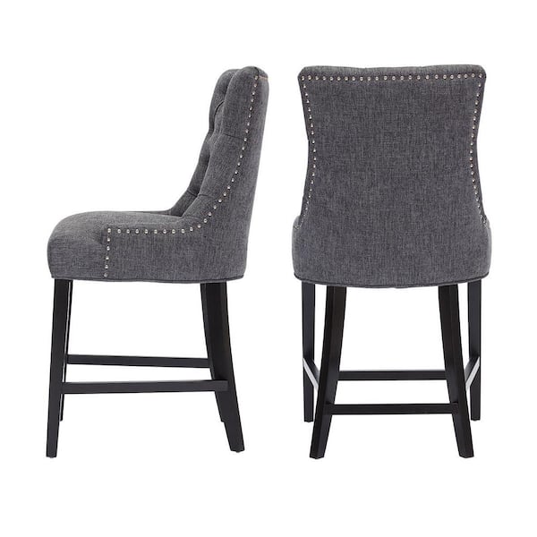 stylewell bakerford wood upholstered counter stool with back and seat