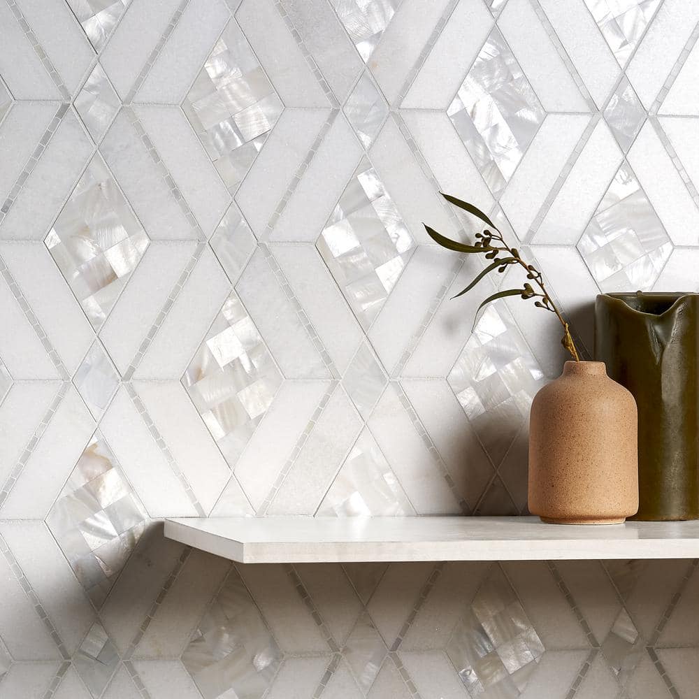 Spencer 10-inch White Polished Marble Mosaic Tile