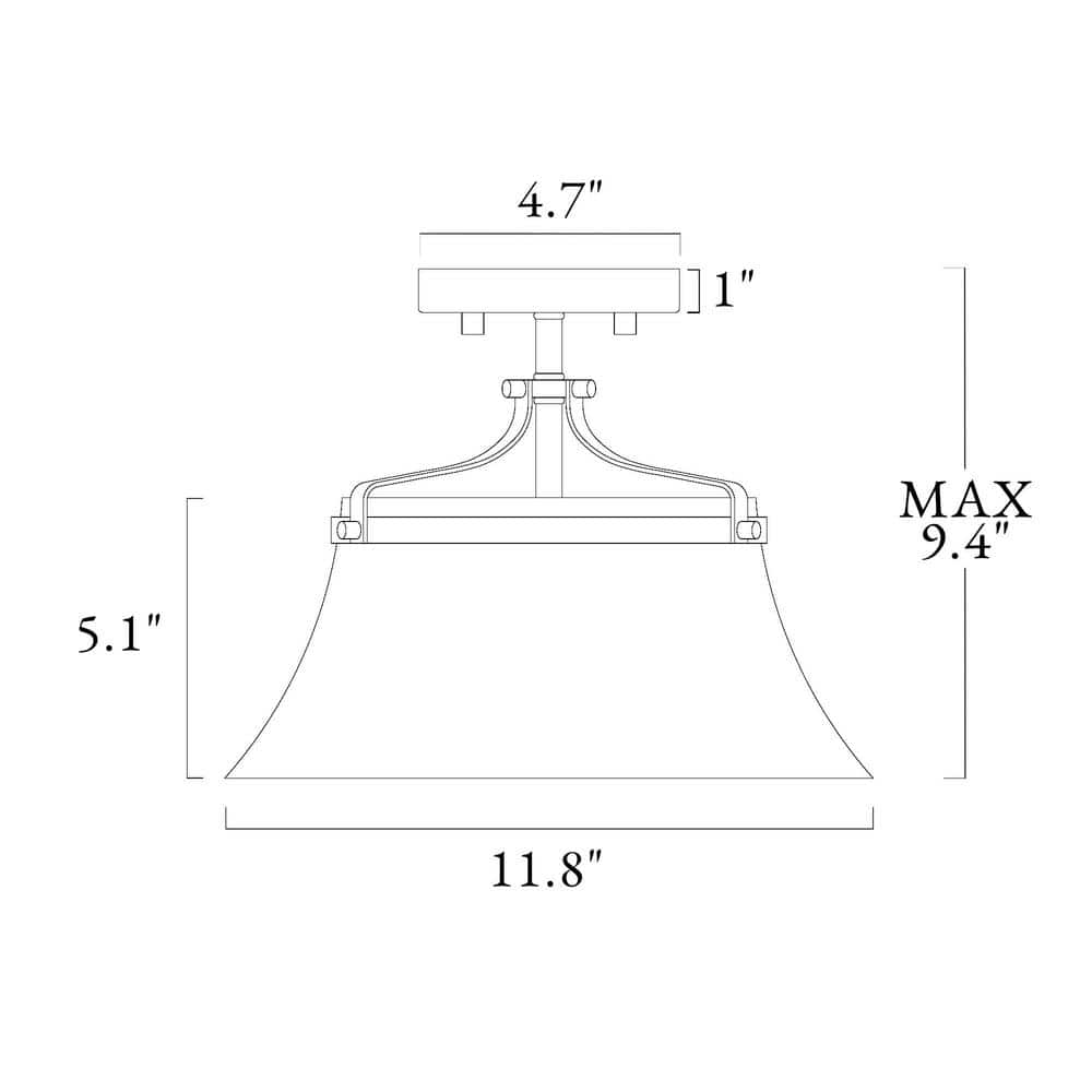 Auisre 2-Light Polished Gold Drum LED Semi-Flush Mount with Seeded Glass