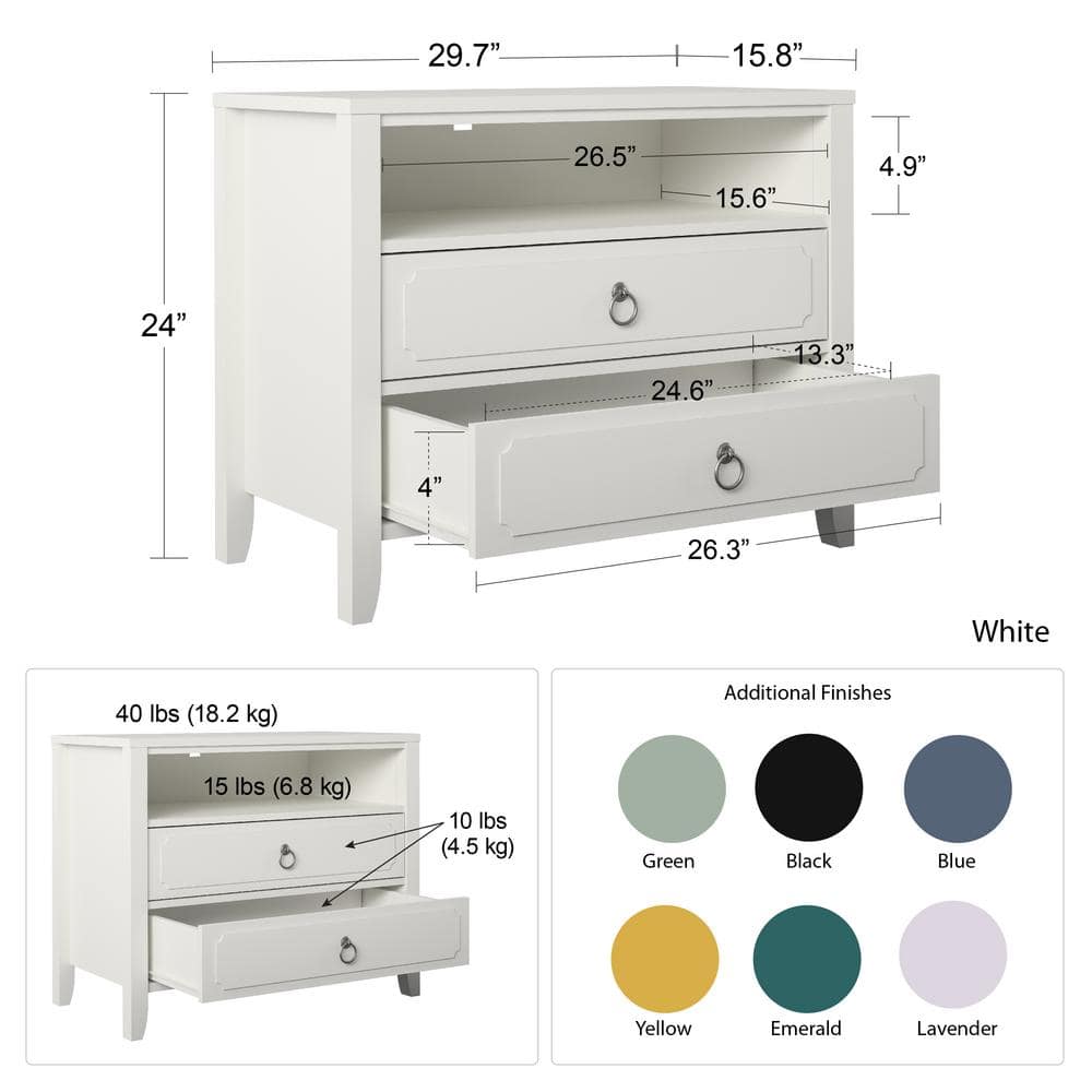 Mustard Yellow 2-Drawer Nightstand with Real Wood Legs