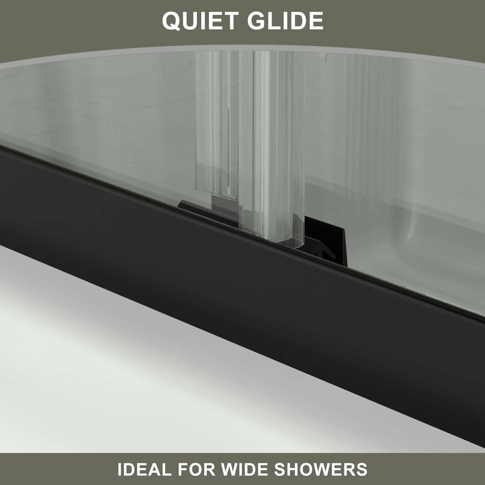 Matte Black Semi-Frameless Sliding Bathtub Door with Clear Glass