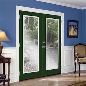 72 in. x 80 in. Conifer Steel Prehung Left-Hand Inswing Full Lite Clear Glass Patio Door without Brickmold