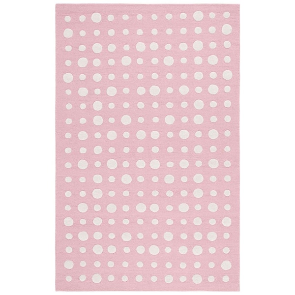 Kids 4 ft. x 6 ft. Pink/Ivory Abstract Polka-Dot Area Rug