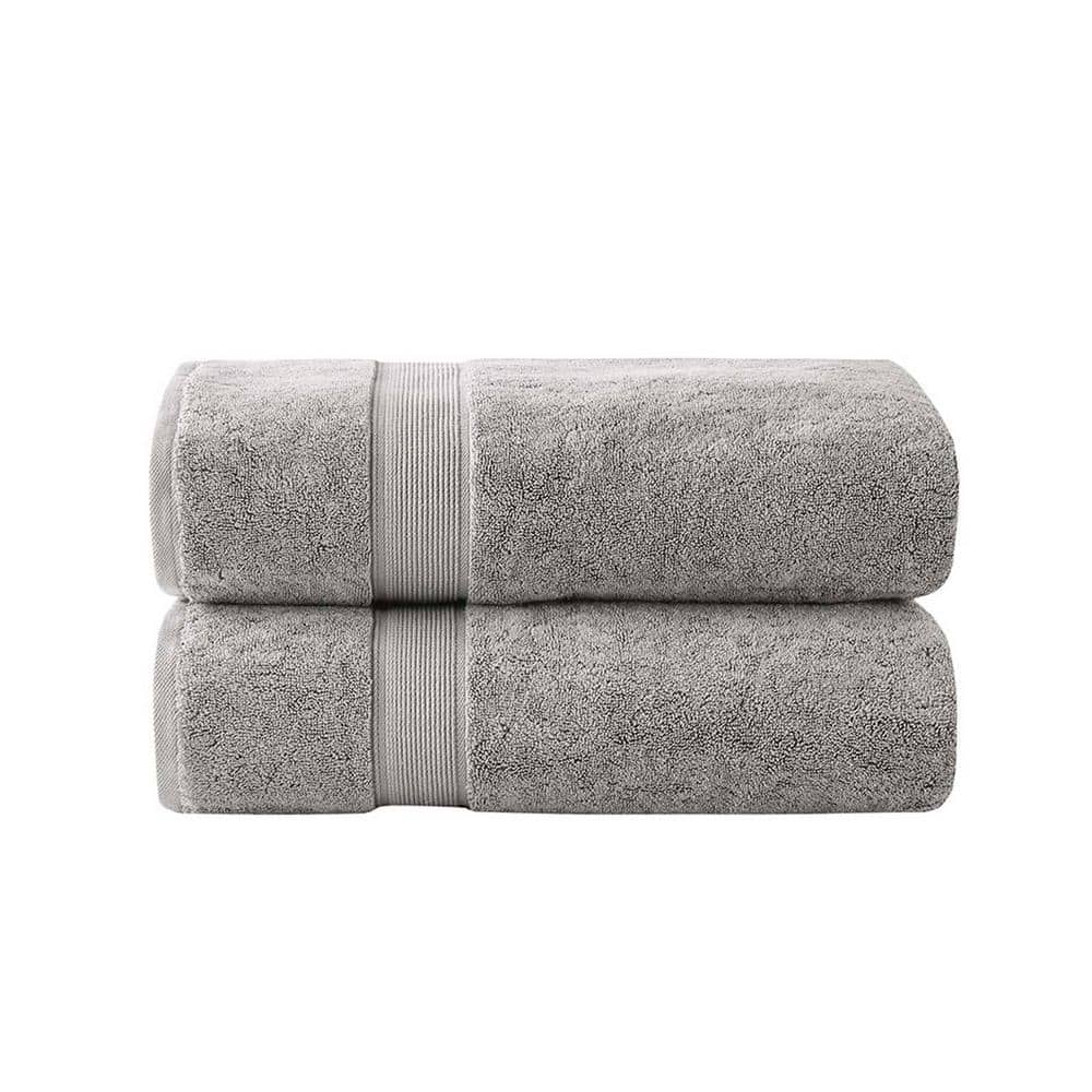 2-Piece Silver Highly Absorbent Cotton Quick Drying Bath Towel Set Bath Tow