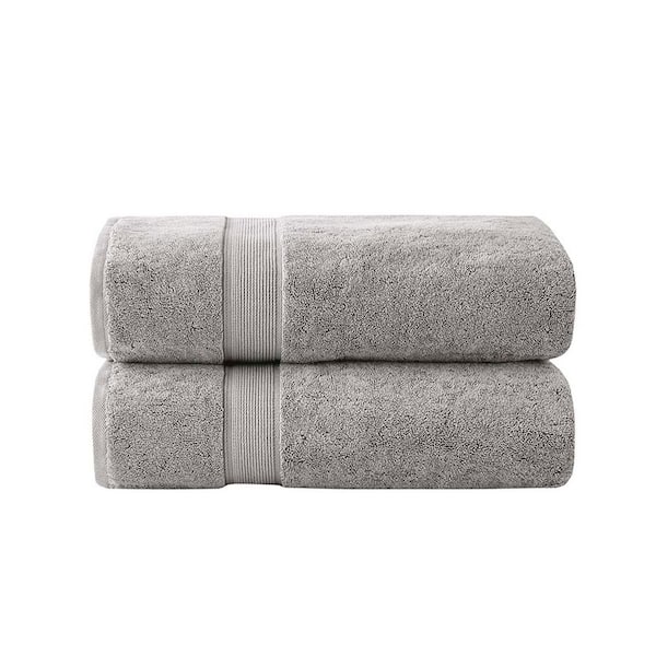 Unbranded 2-Piece Silver Highly Absorbent Cotton Quick Drying Bath Towel Set Bath Towel, Silver