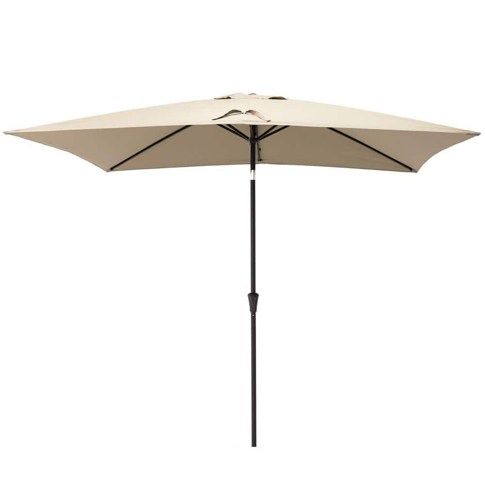 6.5 ft. x 10 ft. Rectangular Steel Patio Umbrella in Sand R300SD-S ...