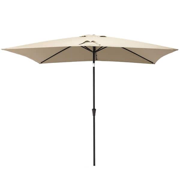Unbranded 6.5 ft. x 10 ft. Rectangular Steel Patio Umbrella in Sand