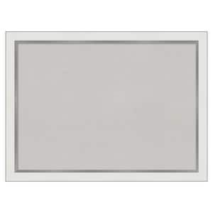 Eva White Silver Narrow Framed Grey Corkboard 31 in. x 23 in Bulletin Board Memo Board