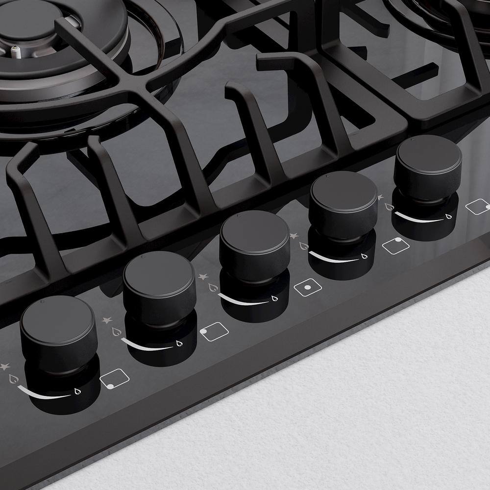 Empava 36" Black Ceramic Stainless Steel 5 Burner Cooktop