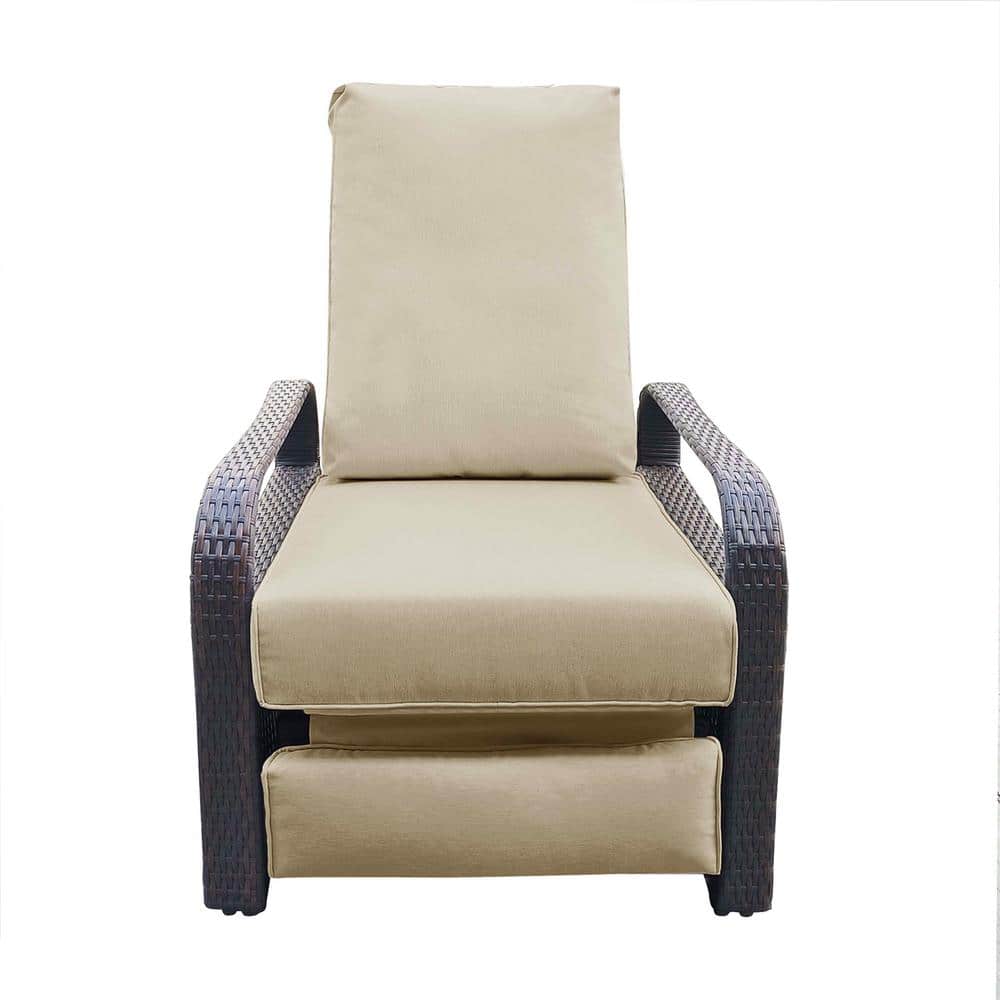 Outdoor Wicker Automatic Adjustable Lounge Recliner Chair with Comfy Thicke