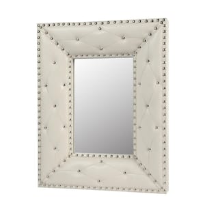 21 in. W x 26 in. H Mordern Rectangular PU Covered MDF Framed for Wall Decorative Bathroom Vanity Mirror in White