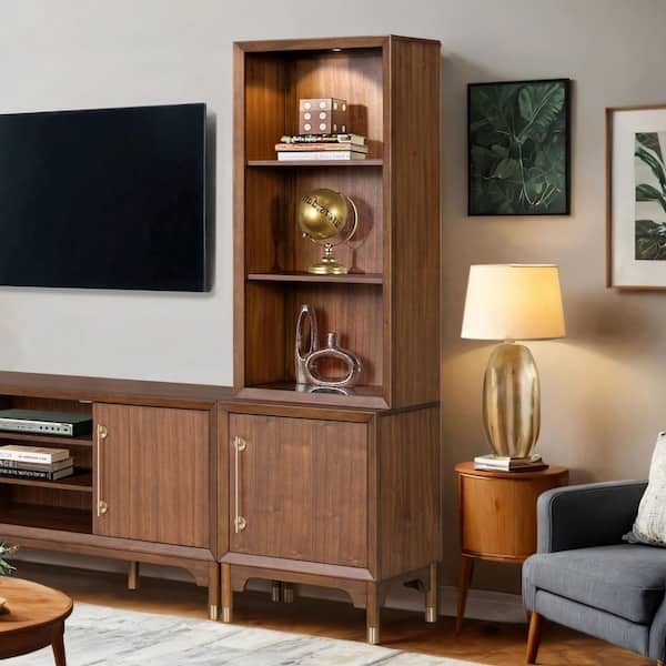 Forma Walnut 24 in. Right Pier Set with Storage Cabinet and Lights