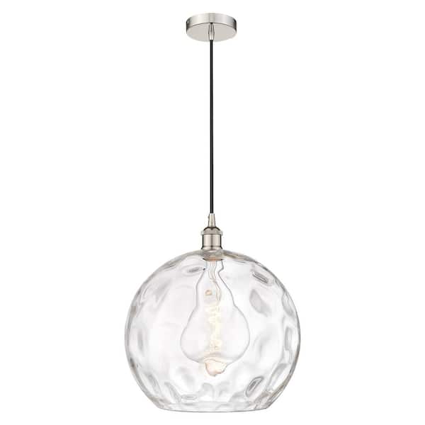 Athens Water Glass 60-Watt 1-Light Polished Nickel Shaded Mini Pendant Light with Clear Glass Shade