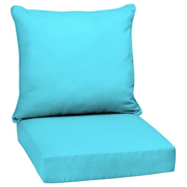 ARDEN 24 in. x 24 in. 2-Piece Deep Seating Outdoor Lounge Chair Cushion in Pool Blue Leala