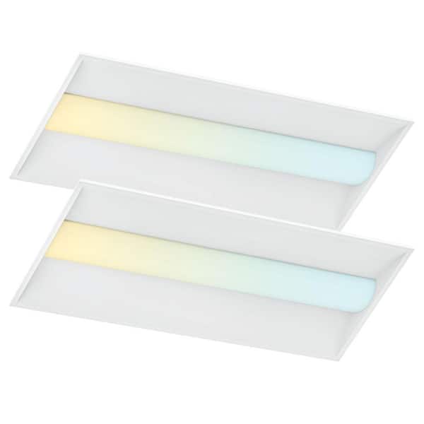 72-Watt 2x4 ft.Integrated LED Troffer Light, 3000K-6000K, 3750-9000LM, 0-10V Dimmable, 120-277V ETL DLC Premium 2-Pack