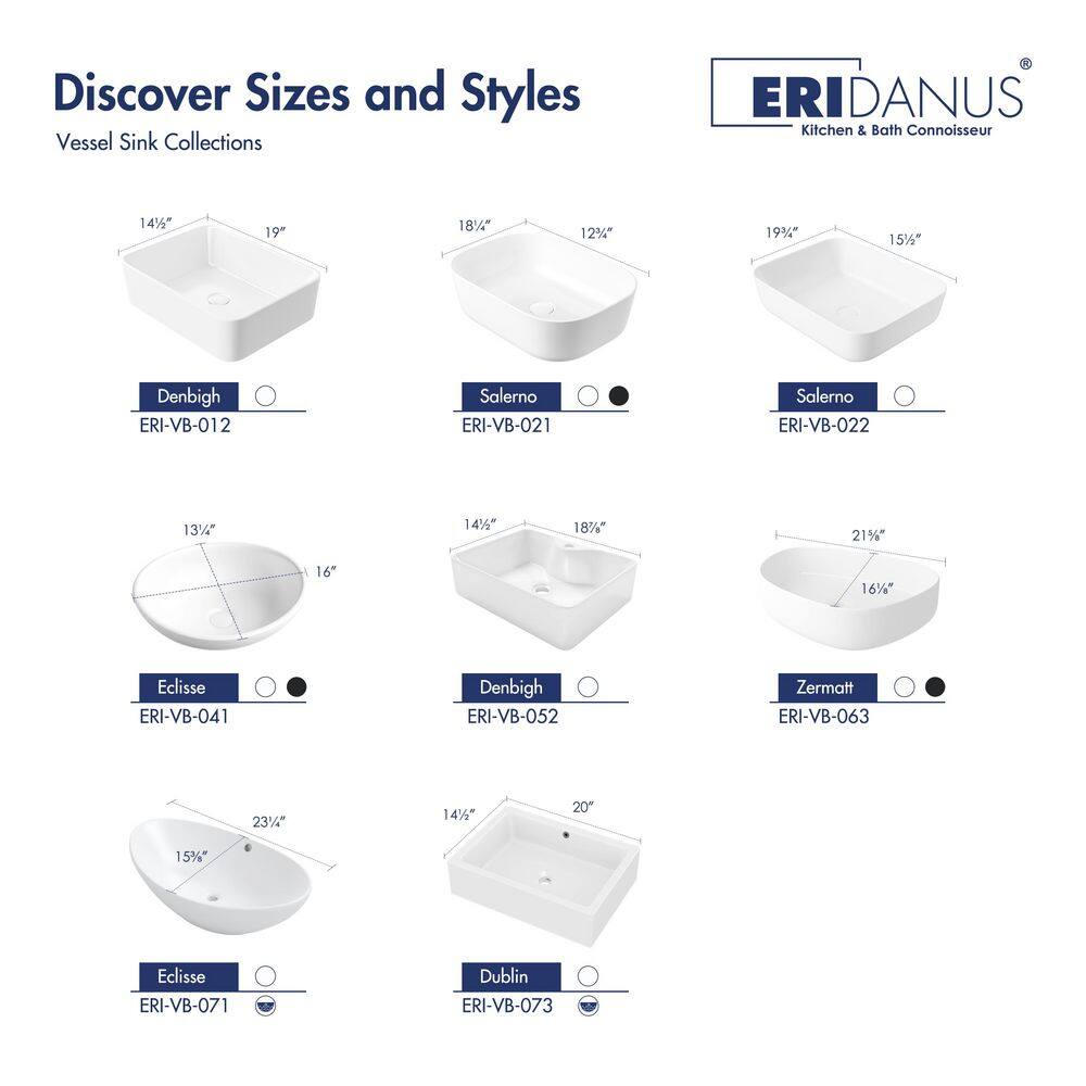 Dublin 20" x 15" White Ceramic Rectangular Vessel Sink with Overflow