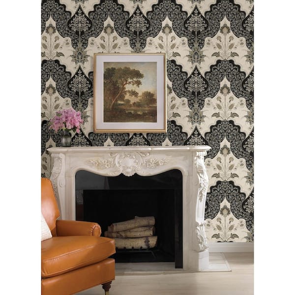 Auden Black Floral Grandeur Wallpaper Sample