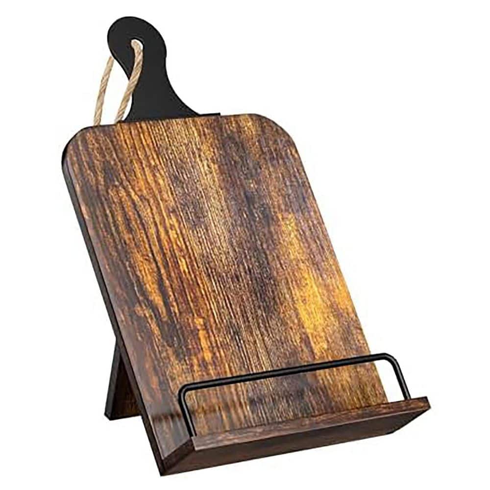 Anqtovp Brown Wooden Adjustable Recipe Stand for Cookbooks Tablets ...