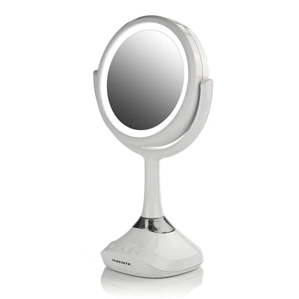 OVENTE 4.6 in. x 12.5 in. Tabletop Makeup Mirror in White